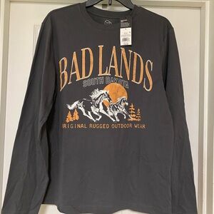 Bad Lands South Dakota Graphic Long Sleeve T Shirt - dark gray